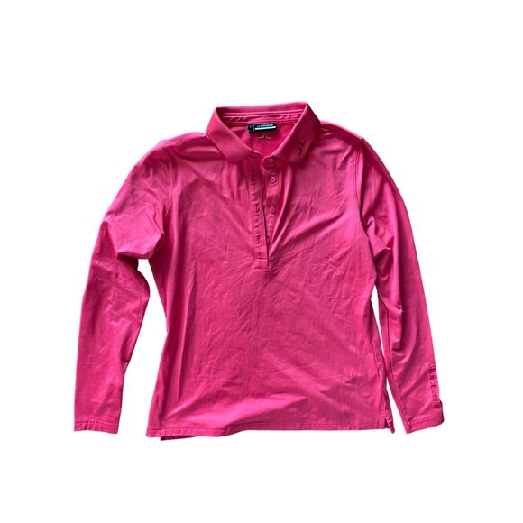 J.Lindeberg Women's Tour Tech Long Sleeve Polo, XL, Fuchsia Pink - Picture 1 of 9